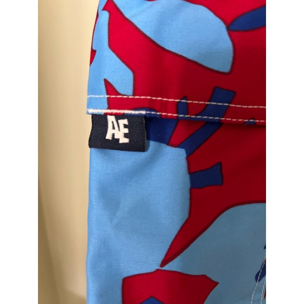 American Eagle Outfitters Mens Red & Blue Floral Swim Trunks Size 36 Polyester D - Picture 9 of 12